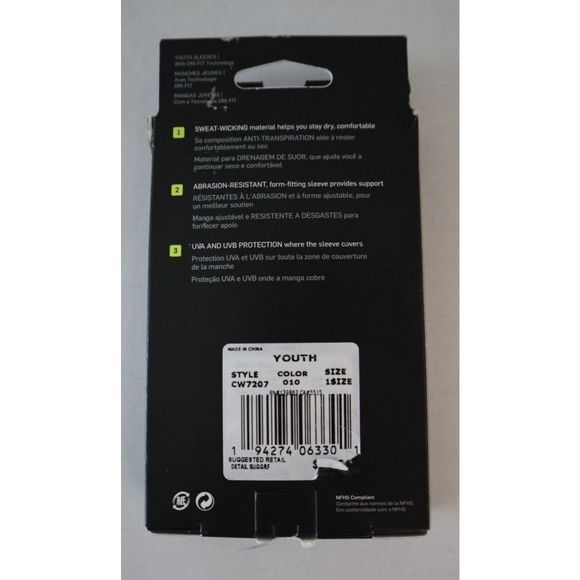 Nike Pro CW7207 010 Youth Sz O/S Black Dri-Fit Football Sleeves - Picture 2 of 7